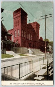 Galena Illinois~St Michaels Catholic Church~Victorian House~Steps to Street~1911 