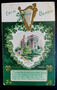 Vintage Victorian Postcard 1908 Erin Go Braugh - Heart of Shamrocks