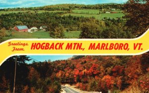 Vintage Postcard Lettering Greeting Hogback Mountain Marlboro Vermont Greenfield