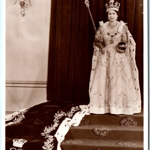 c1950s London, England RPPC Queen Elizabeth II Coronation Royal Portrait A347