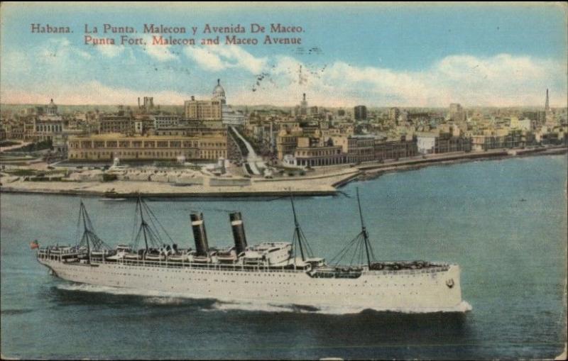 Havana Cuba Steamship c1930 Postcard