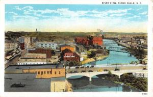 Sioux Falls South Dakota River View Birdseye View Antique Postcard K98757