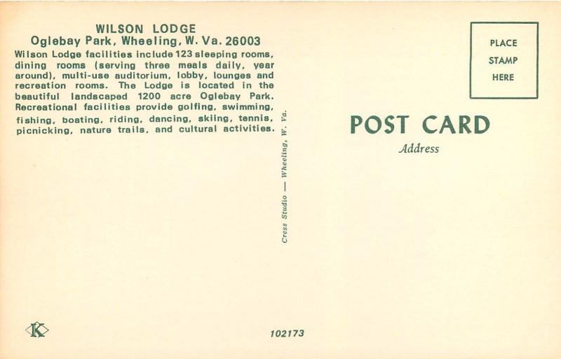 Wilson Lodge old cars Oglebay Park Wheeling WV West Virginia Postcard