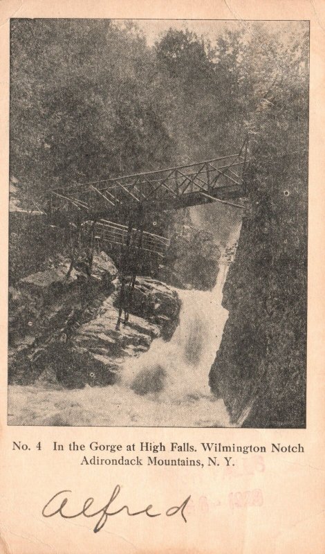 Vintage Postcard Gorge At High Falls Wilmington Notch Adirondacks Mountains NY