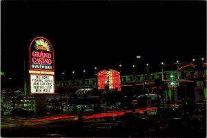 Gulfport, MS Mississippi  GRAND CASINO Night Marquee~Fishing Rodeo  4X6 Postcard