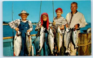 SANTA CRUZ, CA California ~Fishing~ SALMON CATCH Municipal WHARF c1950s Postcard