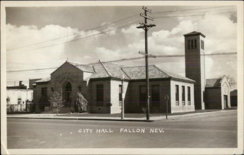 Fallon NV City HalL Real Photo Postcard rpx