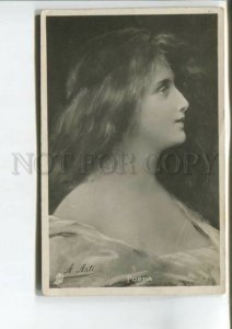 475833 Angelo ASTI Lady w/ Long Hair PORTIA Vintage postcard TUCK #753