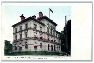 c1905 US Post Office Building US Flag Tower Harrisburg Pennsylvania PA Postcard