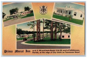 c1950 Prince Murat Inn Hotel & Restaurant Multiview Tallahassee Florida Postcard