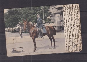 GERMANY, BERLIN, OFFICER ON HORSEBACK WATCHING, c1917 ppc. used in Russia.