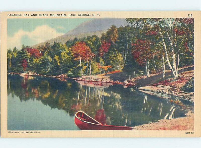 Linen LAKE SCENE Paradise Bay At Findley Lake Or Lake George New York NY hp6538