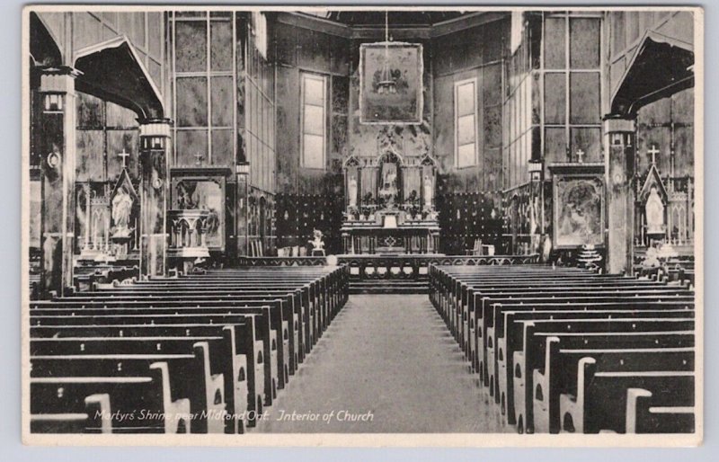 Interior Of Church, Martyr's Shrine, Midland Ontario, Vintage Postcard