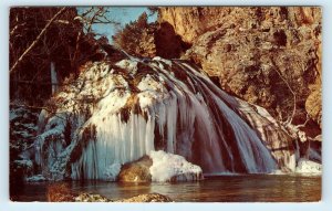 DAVIS, OK Oklahoma ~ TURNER FALLS in WINTER w/ICICLES c1960s  Postcard