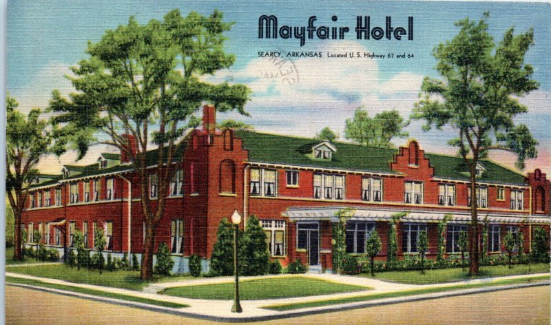 1940s Mayfair Hotel Searcy AR Linen Postcard