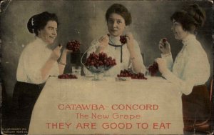 Pretty Women Eat Catawba Concord Grapes Little Silver NJ New Jersey Overprint