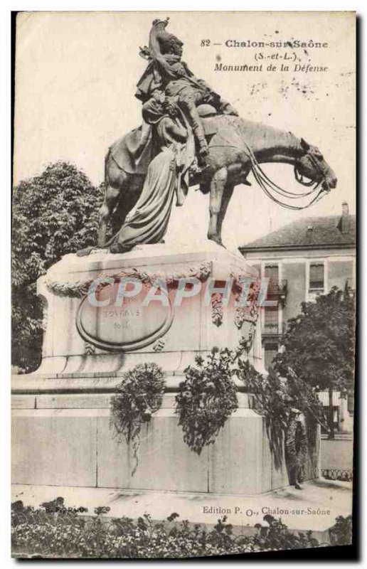 Old Postcard Chalon sur Saone Monument of Defense