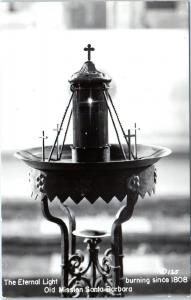 RPPC SANTA BARBARA, CA Mission's  ETERNAL LIGHT since 1808  c1950s  Postcard