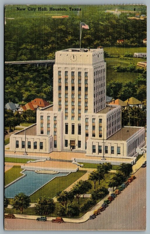 Postcard Houston TX c1947 New City Hall Houston City Hall Art Deco Linen