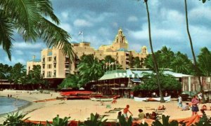 Vintage Postcard Northwest Airlines NWA Hawaii Waikiki Beach Stratocruiser