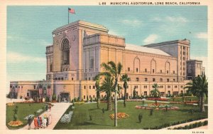Vintage Postcard 1920's View of Municipal Auditorium Long Beach California CA