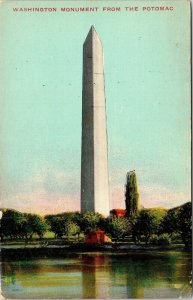 Washington Monument Potomac WA Reflection Antique Postcard DB UNP Unused 