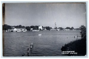c1950's Lake Town View Water Tower Pentwater Michigan MI RPPC Photo Postcard