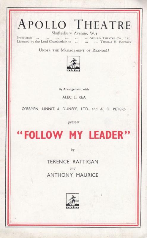 Follow My Leader Ronald Squire Apollo Theatre WW2 1940 London Programme