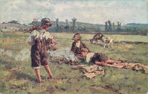 Art Postcard V Trsek Shepherds