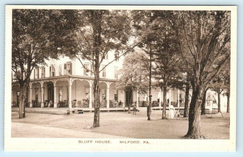 MILFORD, Pennsylvania PA ~ BLUFF HOUSE ca 1920s Pike County Albertype Postcard