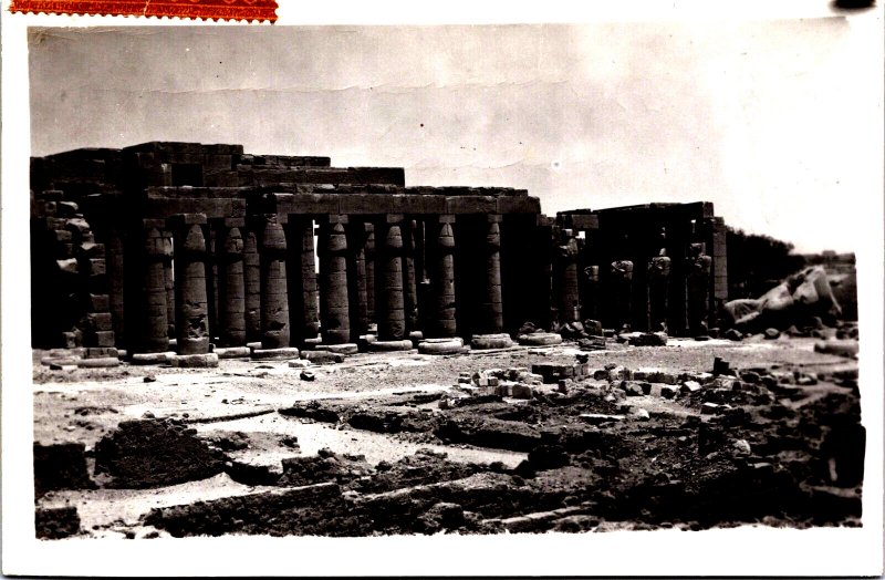 Greece Thebes General View of Ramesseum Temple of Ramses II Vintage RPPC C158