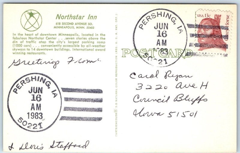 1983 Pershing, IA Post Office Cancel Postcard Town USPO Postal History A267