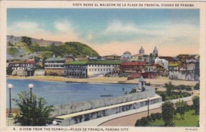 Panama View From The Sea Wall Plaza De Francia Panama City 1942 Curteich