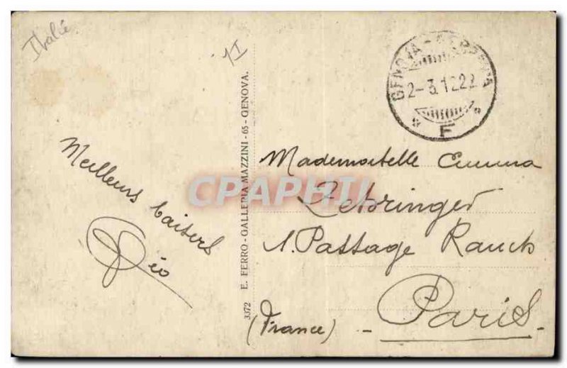 Old Postcard Italy Italia Genova Monumento Garibaldi