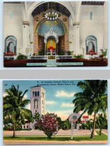 2 Postcards MIAMI BEACH, FL ~ Christmas Interior ST. PATRICK'S CATHOLIC CHURCH
