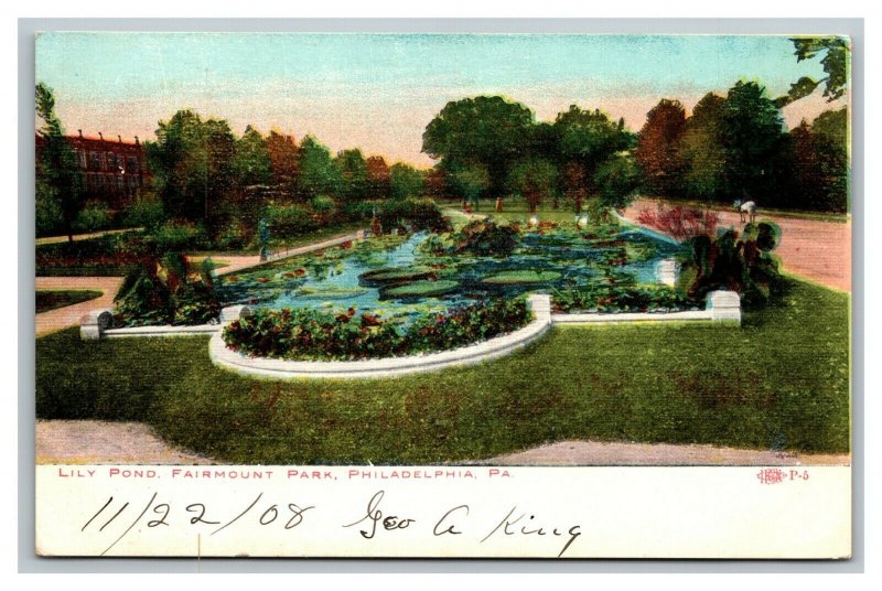 Vintage 1908 Postcard Lilly Pond in Paramount Park Philadelphia Pennsylvania