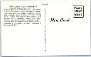 EAST SYRACUSE, New York  NY   Roadside DEWITT RANCH MOTEL ca 1950s  Postcard