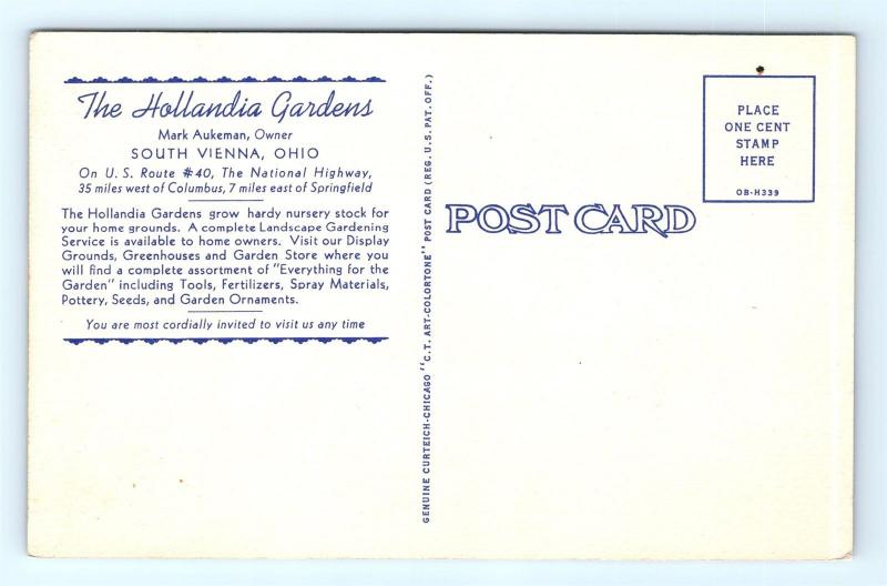 Postcard OH South Vienna The Hollandia Gardens Multiview Vintage Linen I11