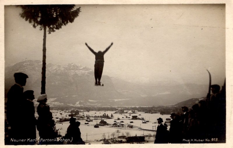 RPPC - Skier Neuner Karl  - Garmisch-Partenkirchen - Hans Huber photo - 1930s