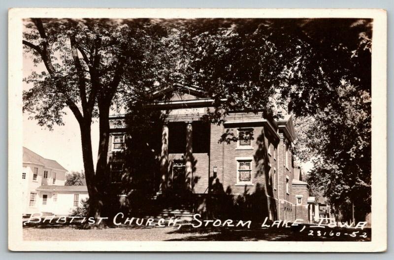 Storm Lake Iowa~Baptist Church Long View~House Next Door~1950s RPPC