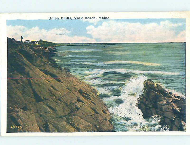 W-border WAVES ON SHORE York Beach by Ogunquit & Dover & Portsmouth ME AD7188