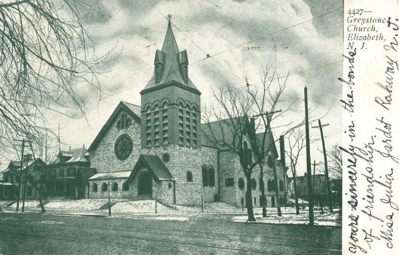Vintage Postcard 1905 Greystone Presbyterian Church Elizabeth New Jersey NJ