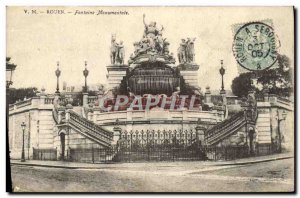 Old Postcard Rouen Monumental Fountain