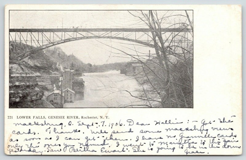 Rochester New York~Lower Falls on Genesee River~Mills Industry Below Bridge~1904 