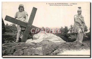 Old Postcard Calvary of Pontchateau 9 Station Jesus falls the third time