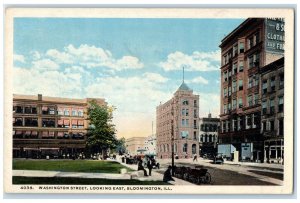 c1920's Washington Street Looking East Bloomington Illinois IL Postcard