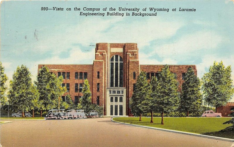 Laramie Wyoming 1951 Postcard Campus University Of Wyoming