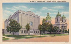 Church St Mary's Cathedral and Parochial School Wichita Kansas Curteich