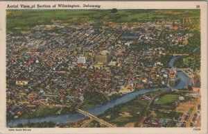 Postcard Aerial View of Section of Wilmington Delaware DE