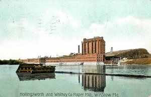 Winslow Maine C-1910 Factory Hollingsworth Whitney Paper Mill Postcard 24-7467